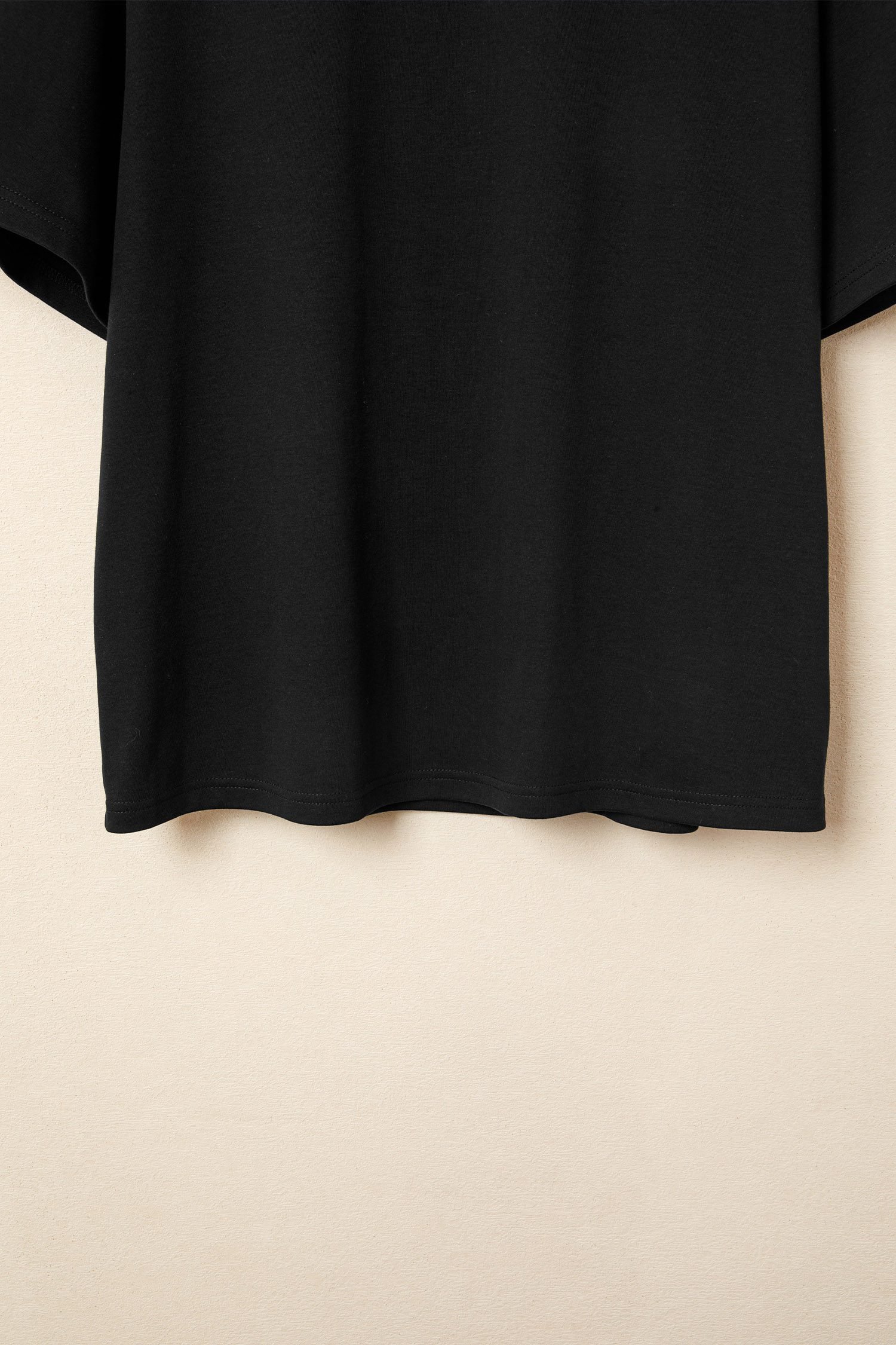 Black Solid Color High Neck Oversize Tee