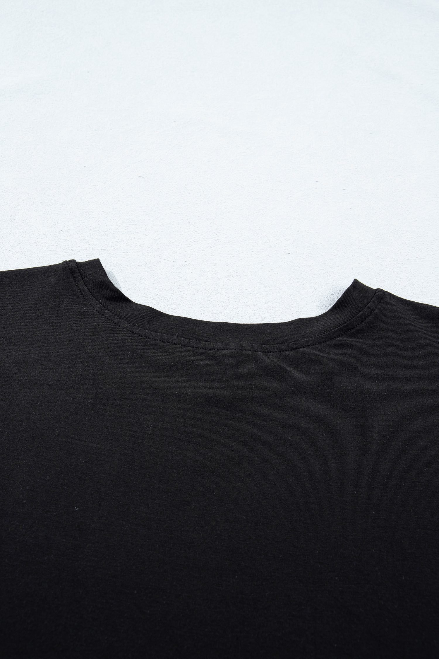 Black Solid Color Oversize Tee Tie Wrap Mini Skort 2pcs Set