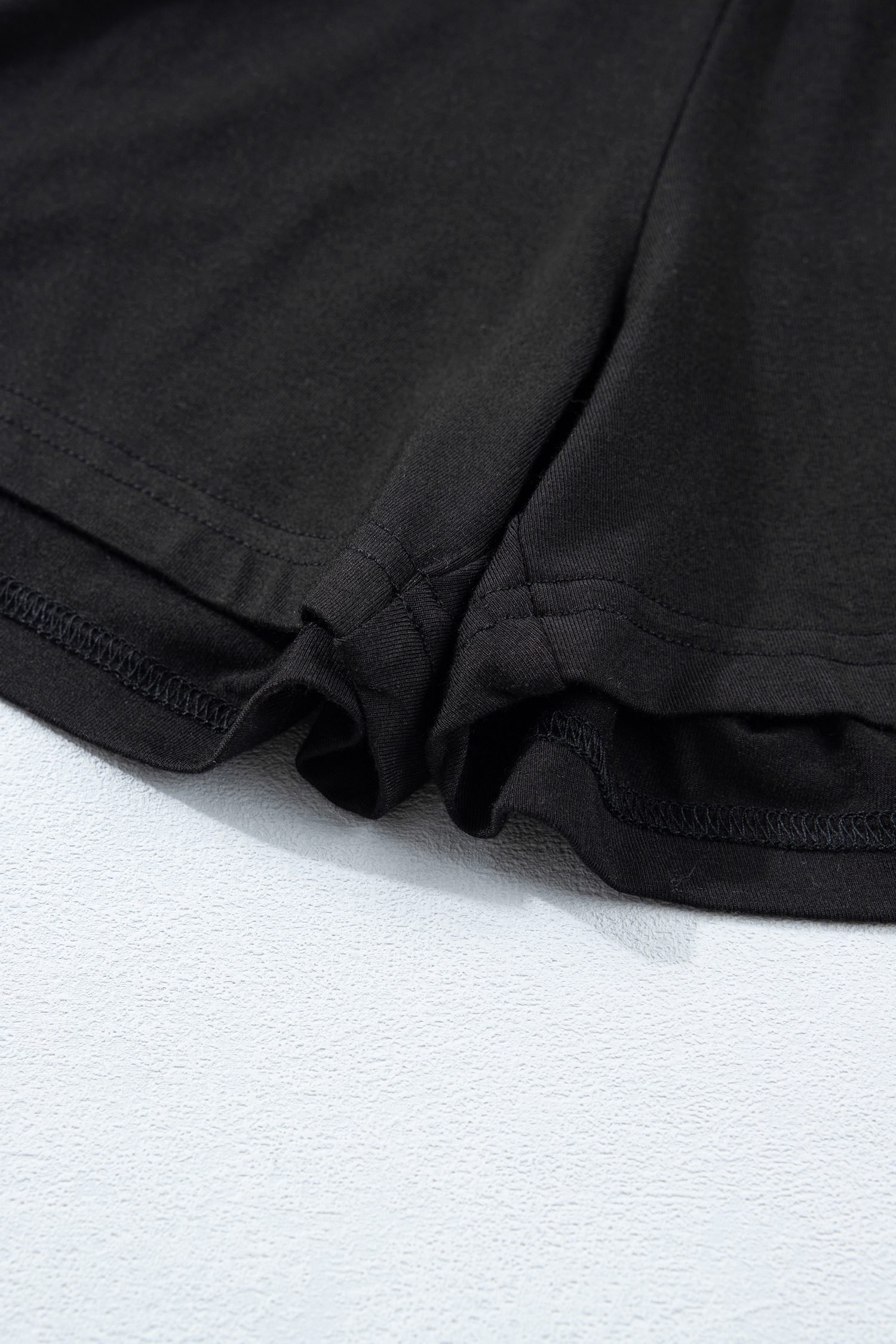 Black Solid Color Oversize Tee Tie Wrap Mini Skort 2pcs Set