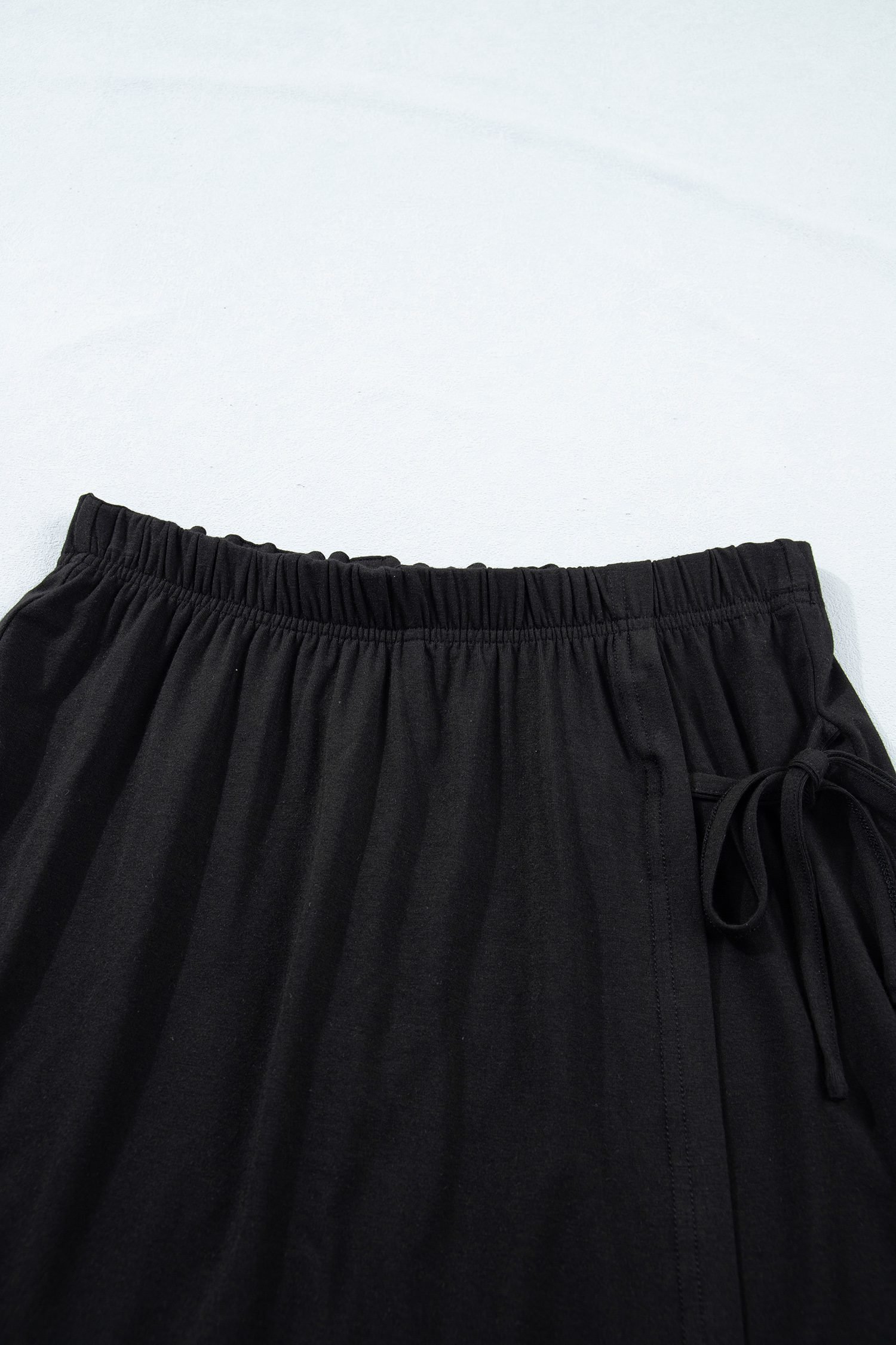 Black Solid Color Oversize Tee Tie Wrap Mini Skort 2pcs Set