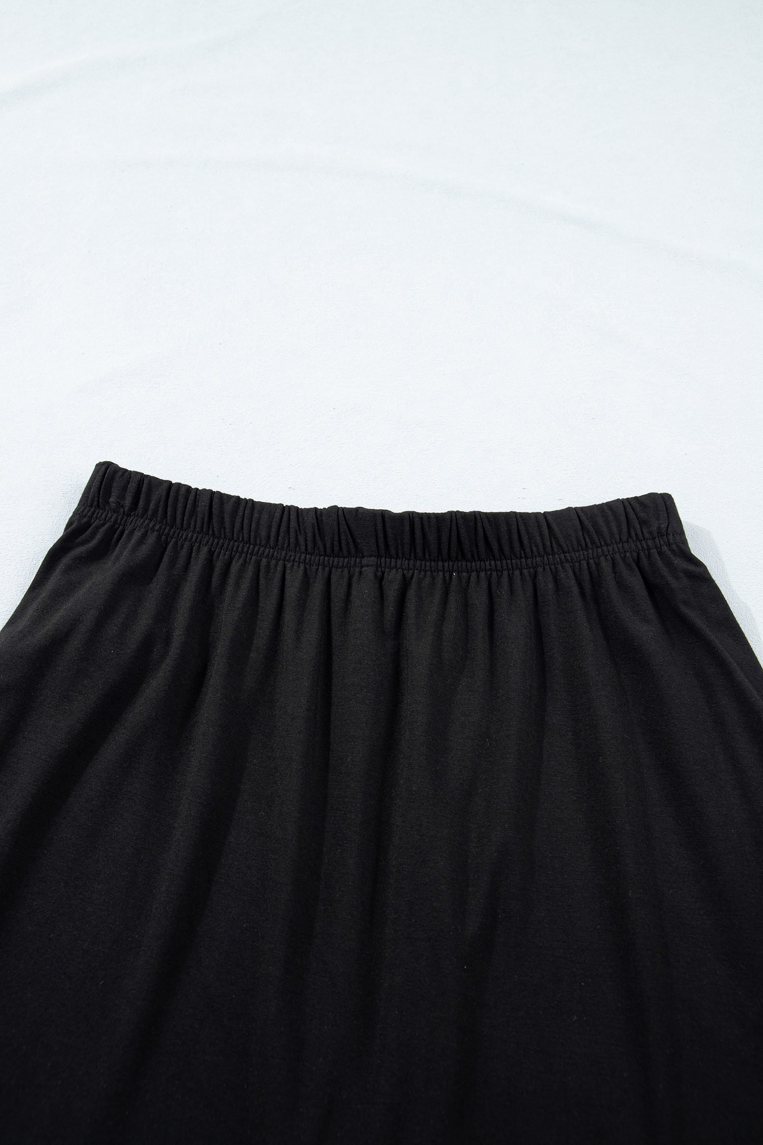 Black Solid Color Oversize Tee Tie Wrap Mini Skort 2pcs Set