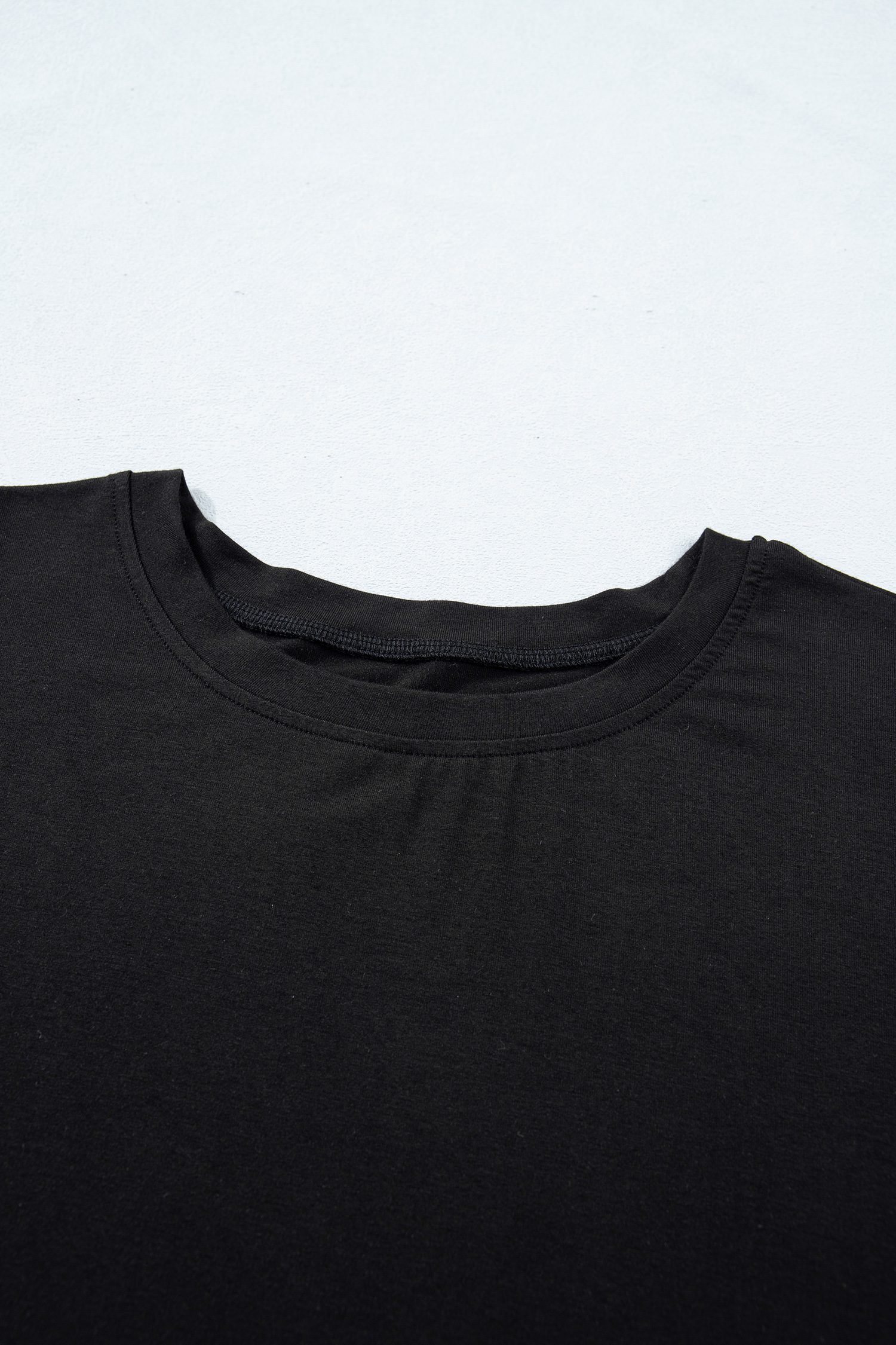 Black Solid Color Oversize Tee Tie Wrap Mini Skort 2pcs Set