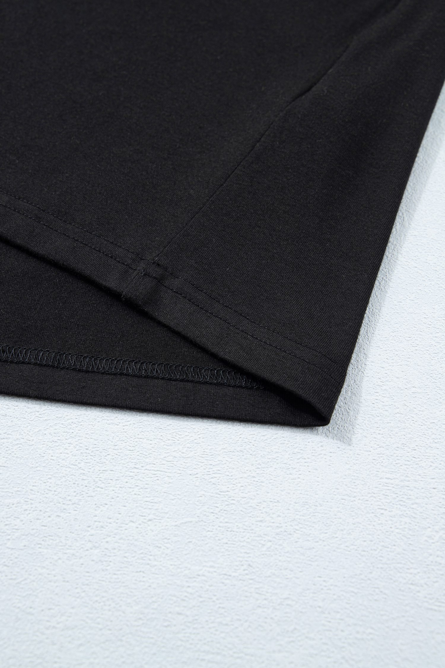 Black Solid Color Oversize Tee Tie Wrap Mini Skort 2pcs Set