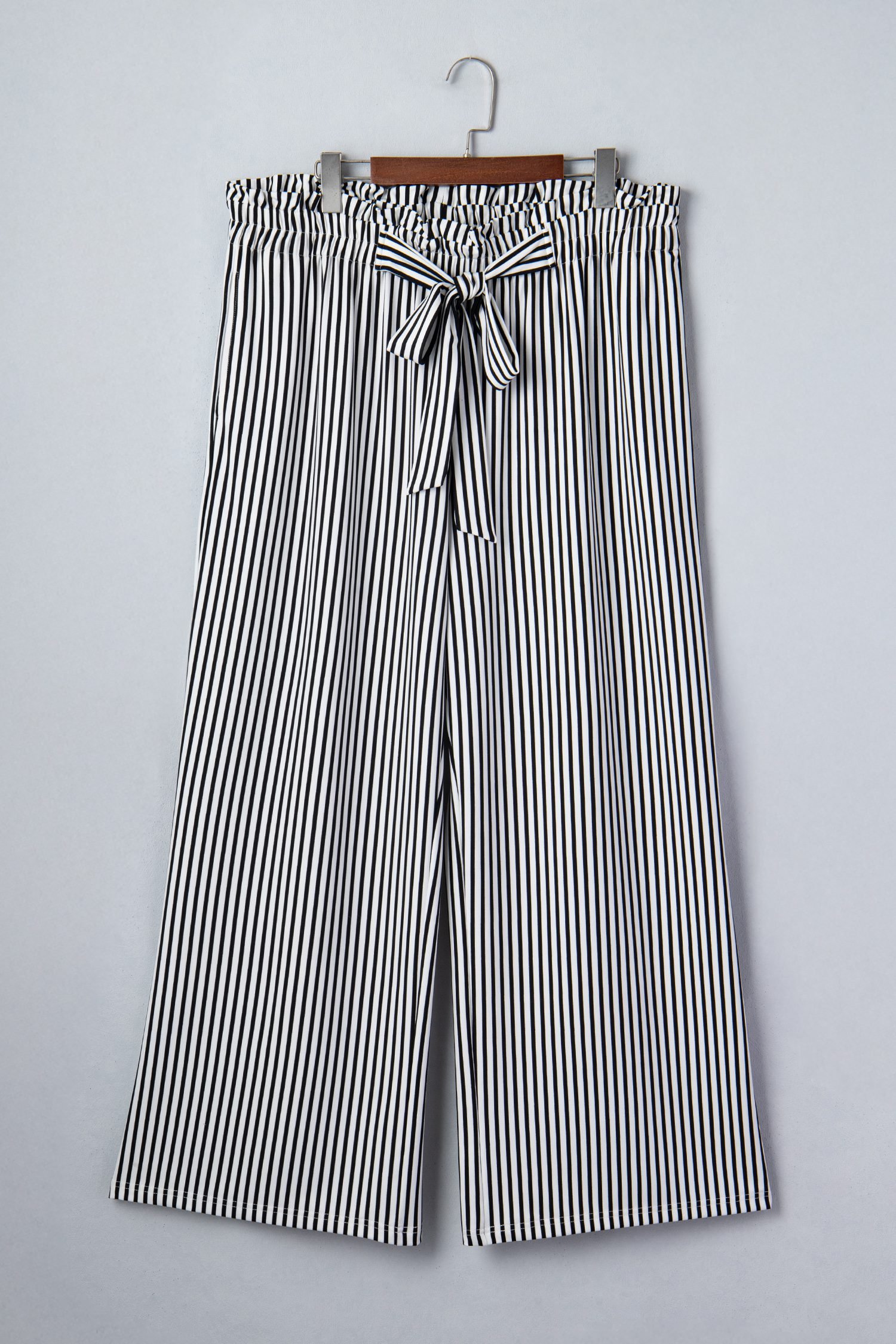 Black Stripe Plus Size Loose Straight Casual Pants