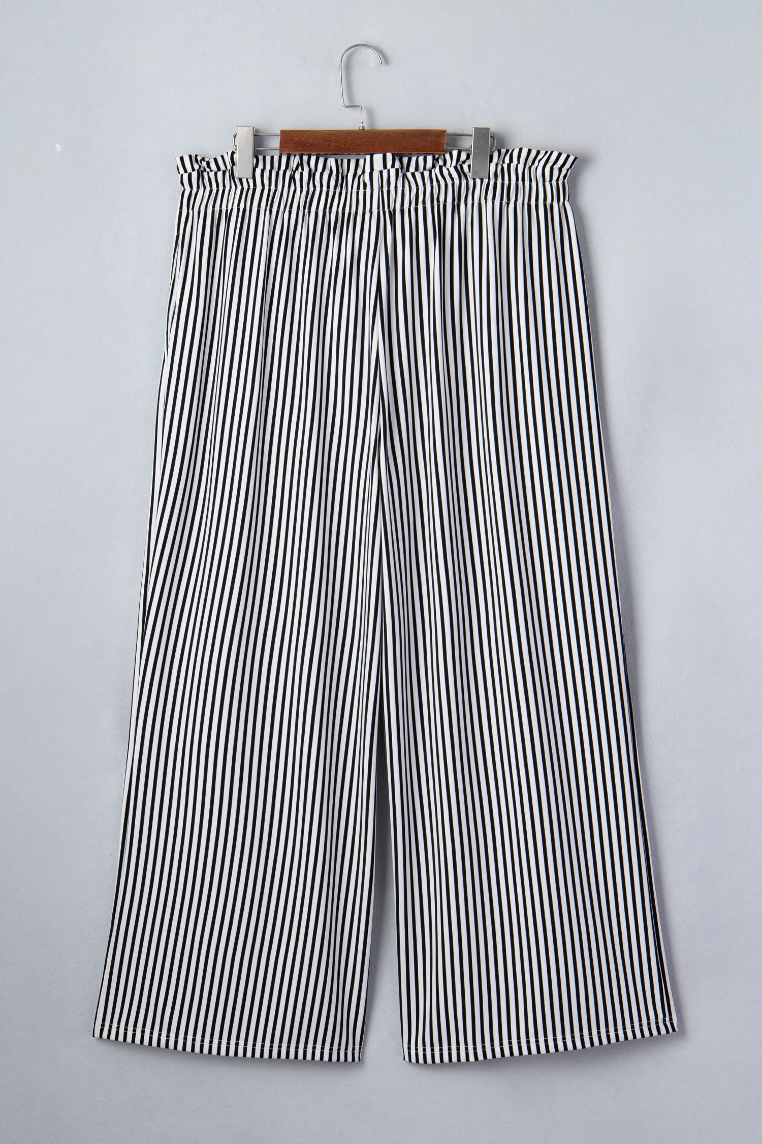 Black Stripe Plus Size Loose Straight Casual Pants