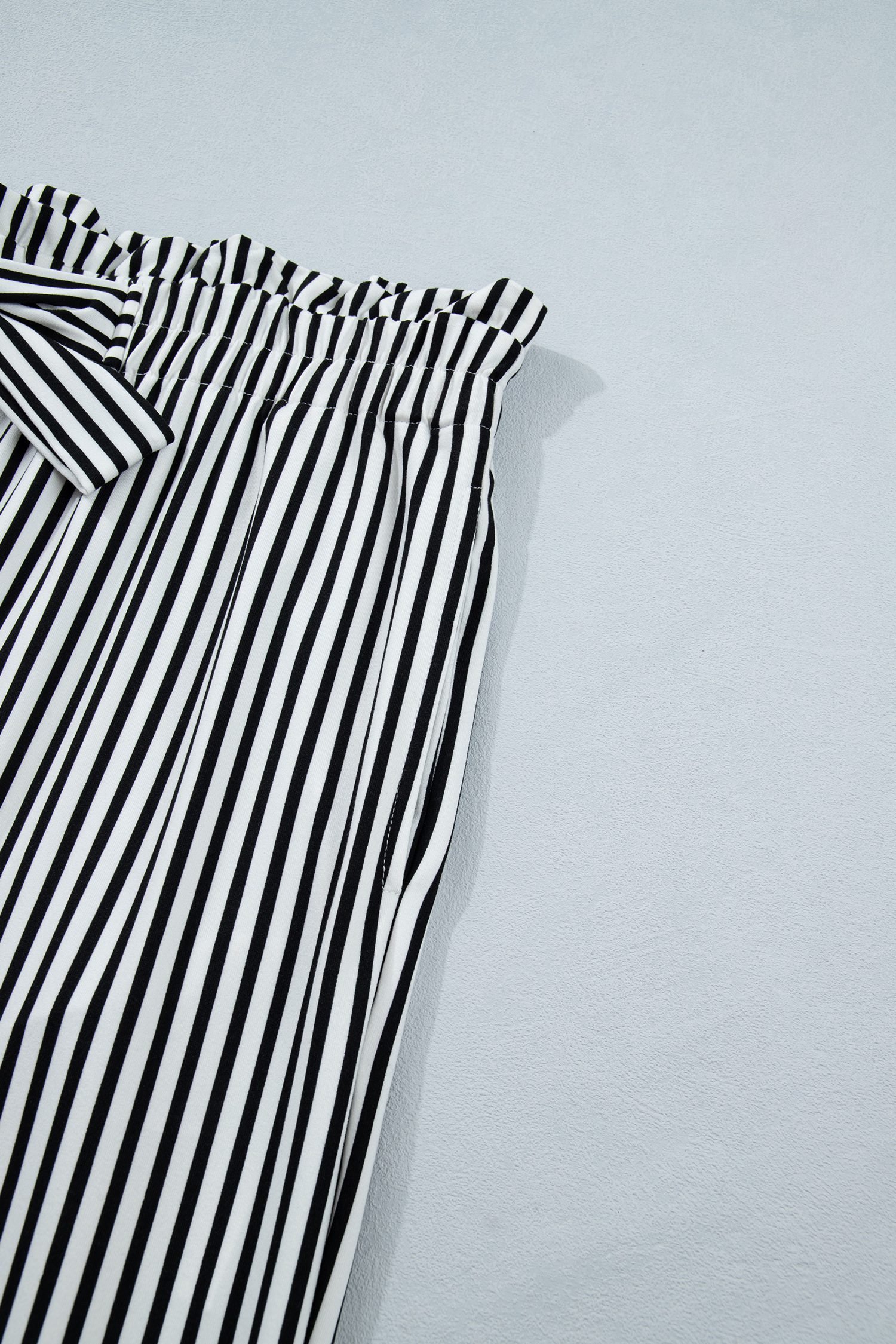 Black Stripe Plus Size Loose Straight Casual Pants