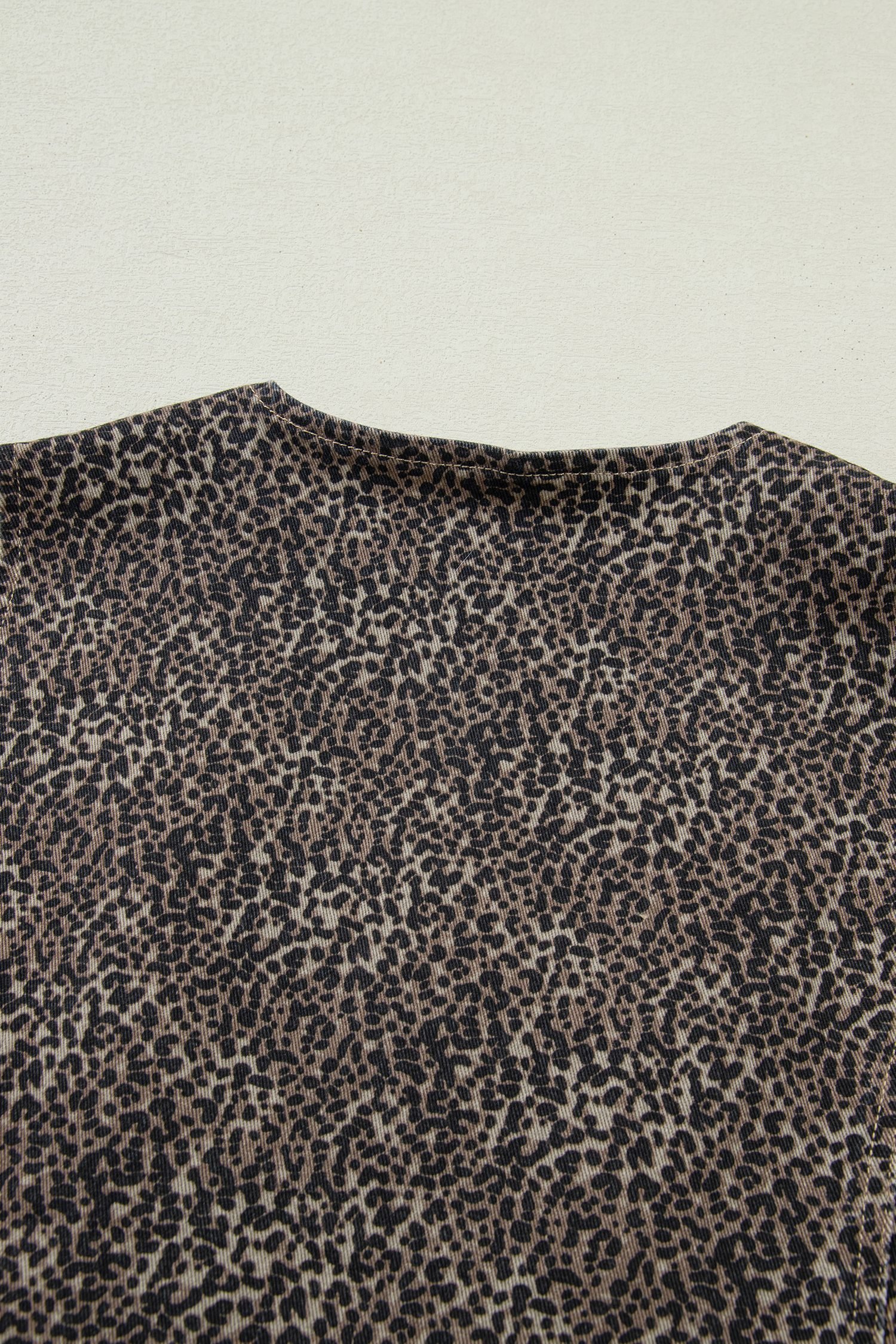 Brown Leopard Print Slim Denim Vest