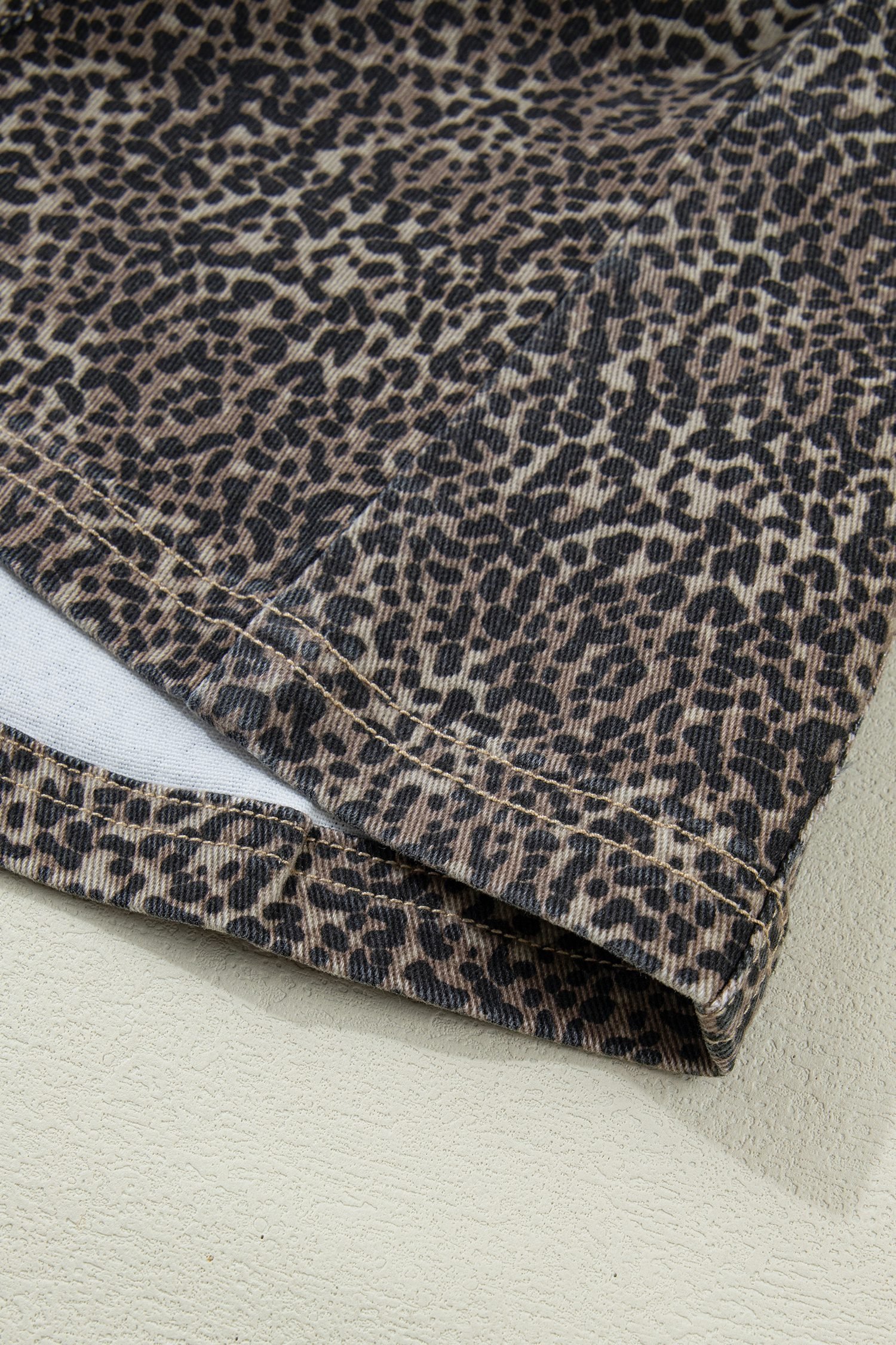 Brown Leopard Print Slim Denim Vest