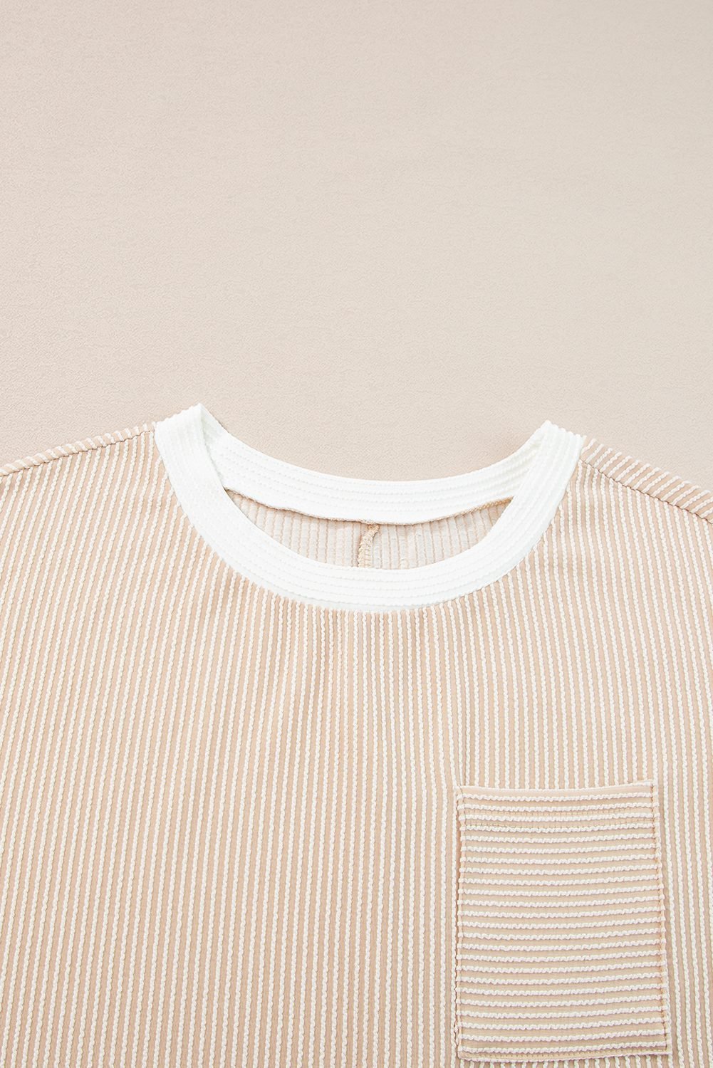 Apricot Twisted Ribbed Color Block Trim T Shirt Shift Dress