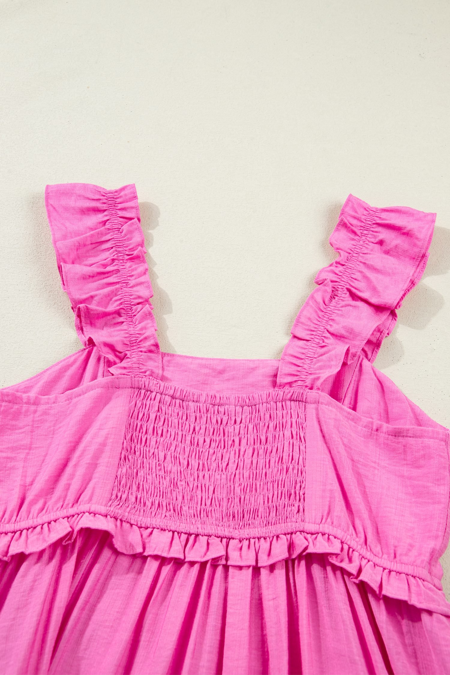 Bonbon Solid Color Ruffle Trim High Waist Sleeveless Maxi Dress