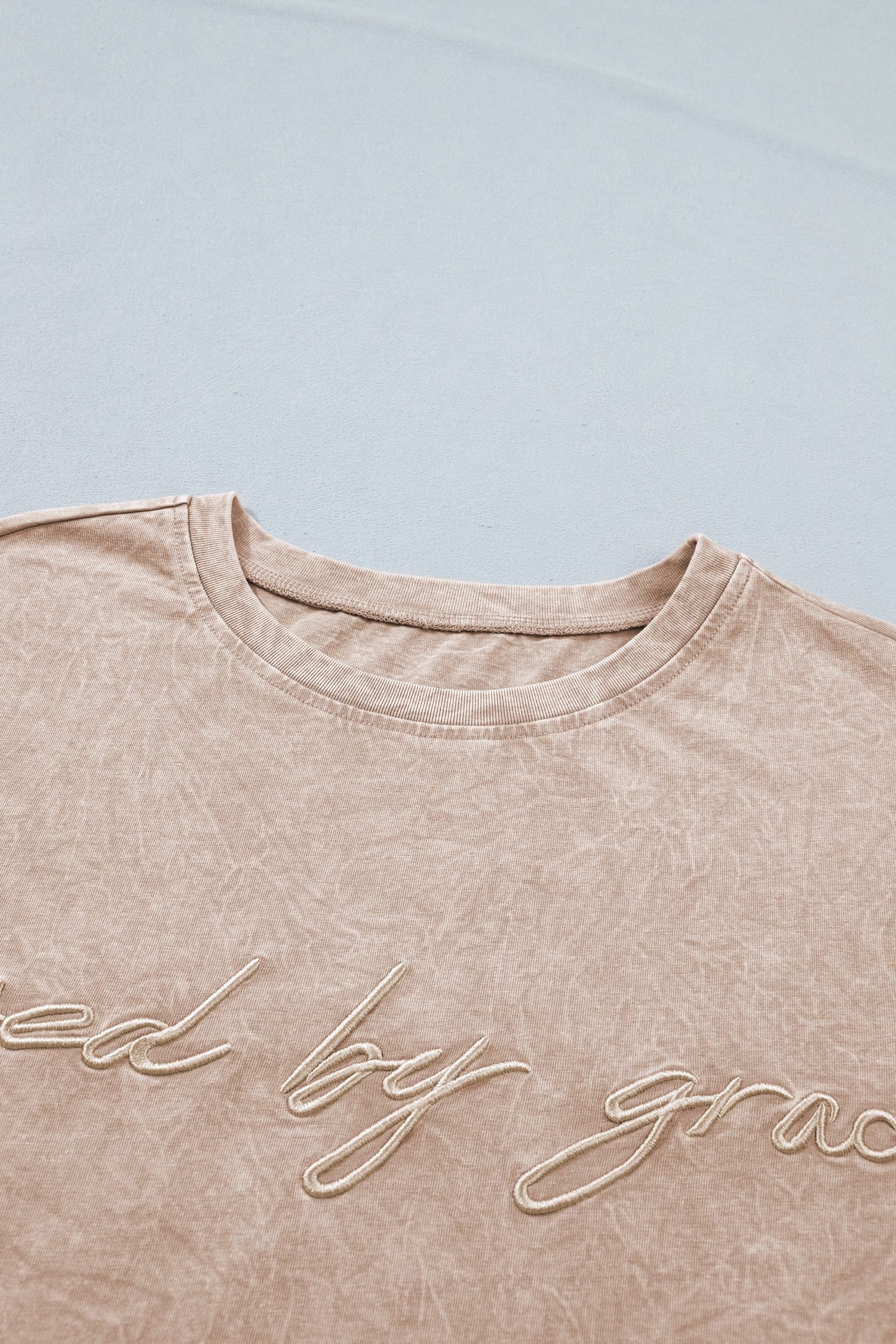Casual saved by grace Mineral Washed Cotton T Shirt