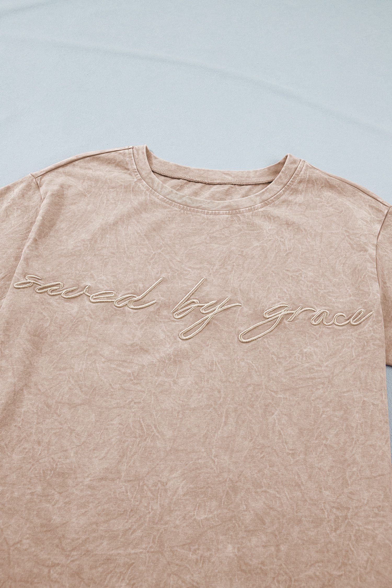Casual saved by grace Mineral Washed Cotton T Shirt