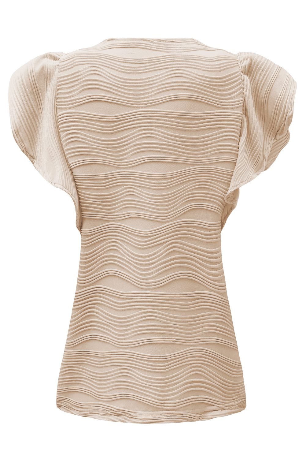 Casual Wavy Textured Ruffle Sleeve Top