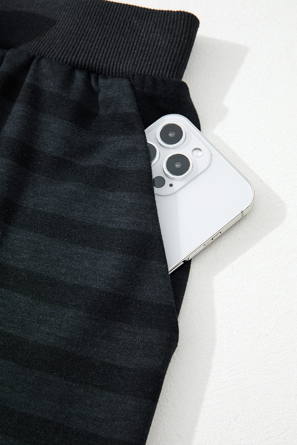 Gray Printed Stripe Long Sleeve Satin Tie Shorts Two Piece Set