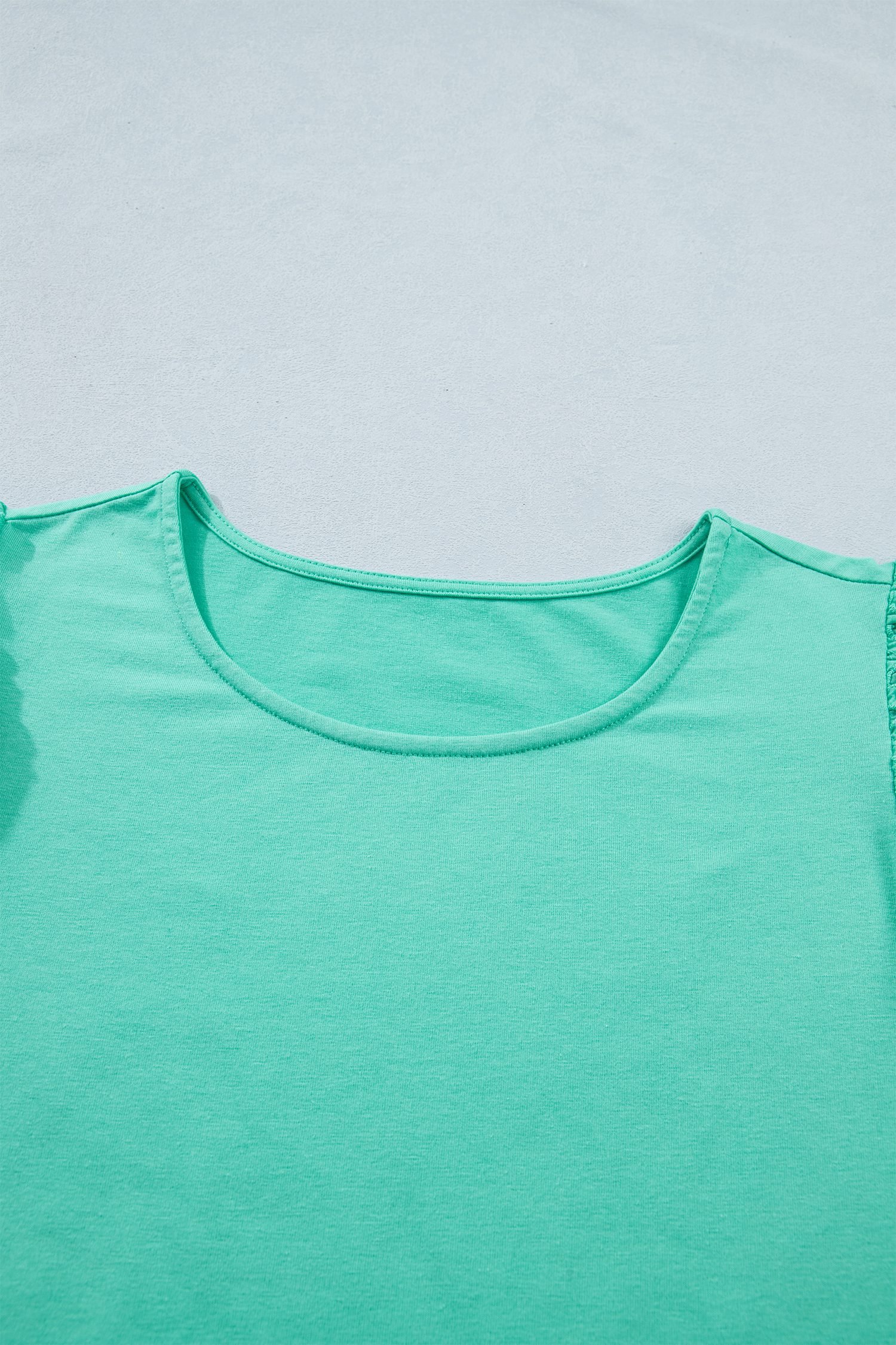 Mint Green Eyelet Lace Ruffled Cap Sleeve Top