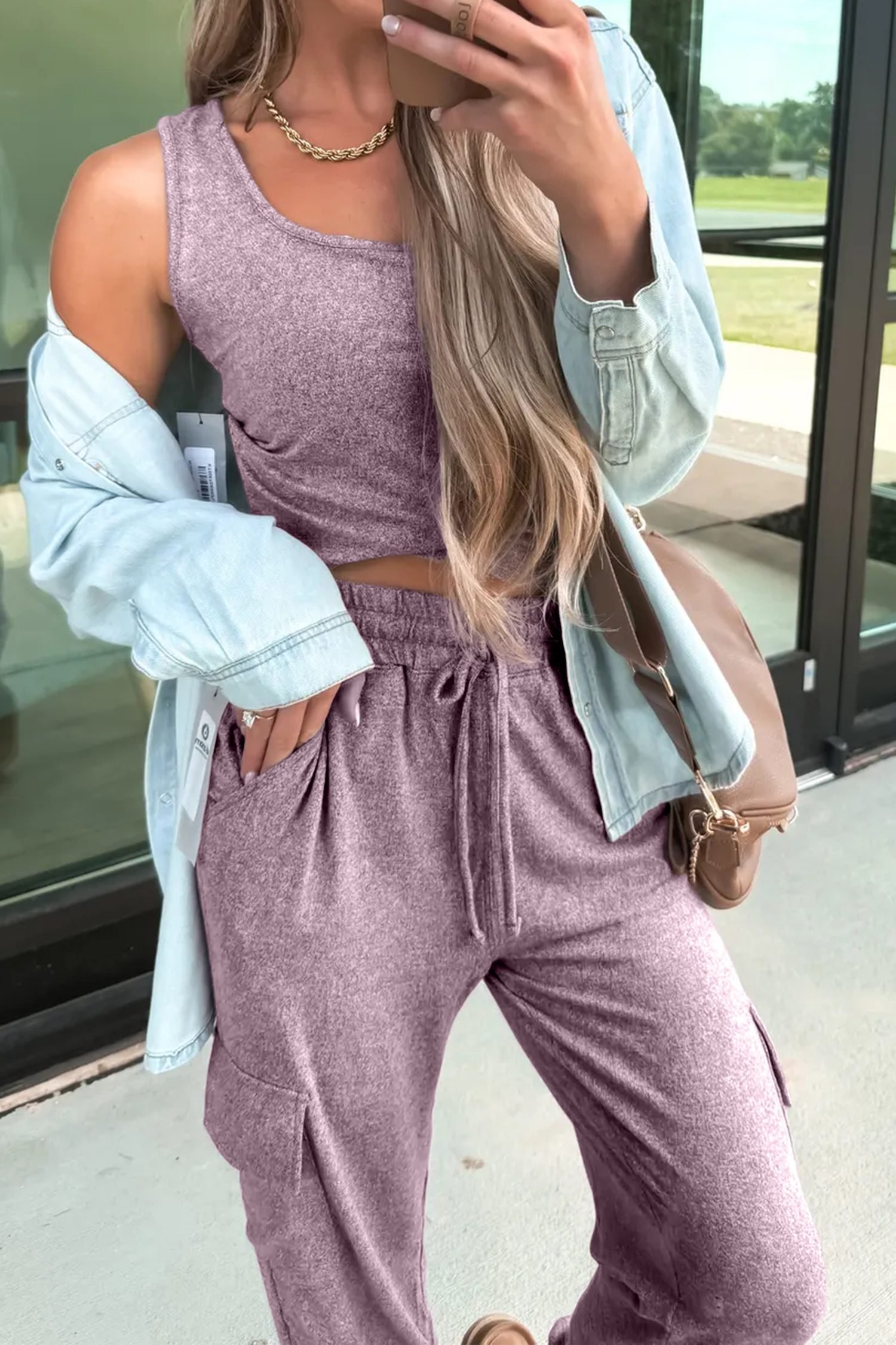 Orchid Bouquet Casual Tank Top Drawstring Jogger Pants 2pcs Outfit