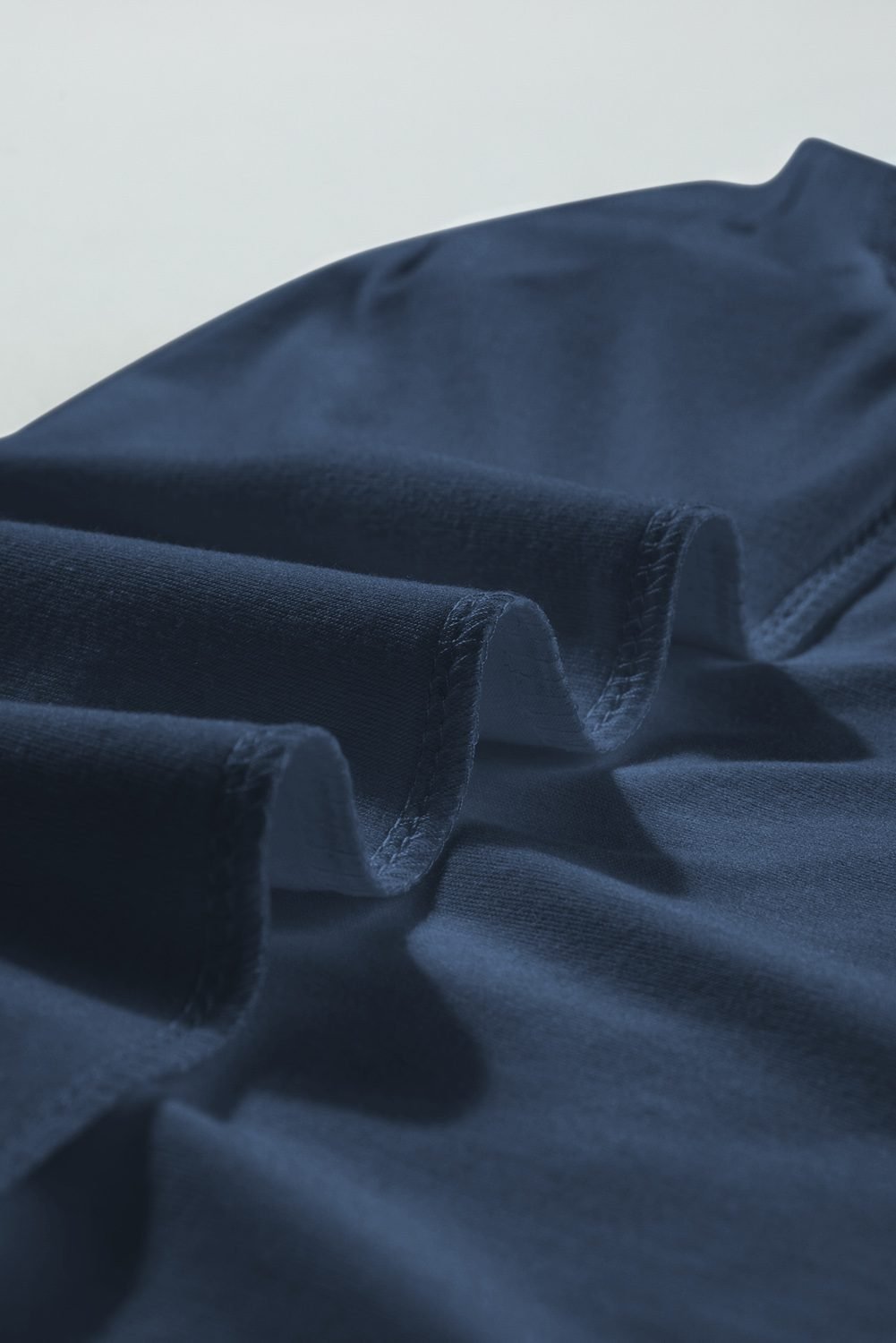 Navy Blue Seamed Detail Contrast Lace Raglan Sleeve Tee