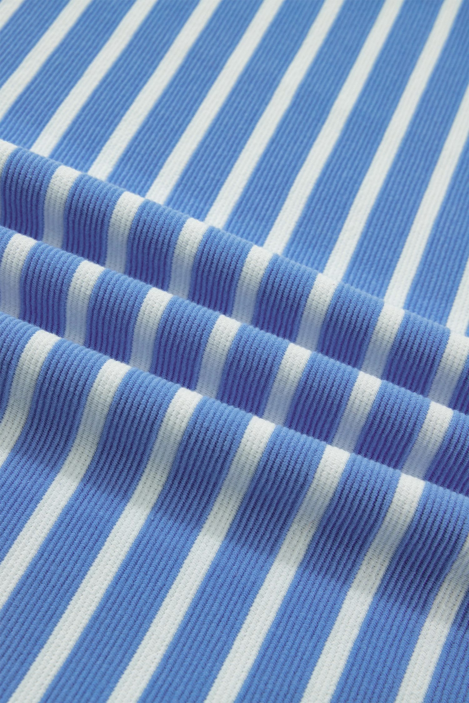 Sky Blue Stripe Contrast Trim Loose Short Sleeve Top