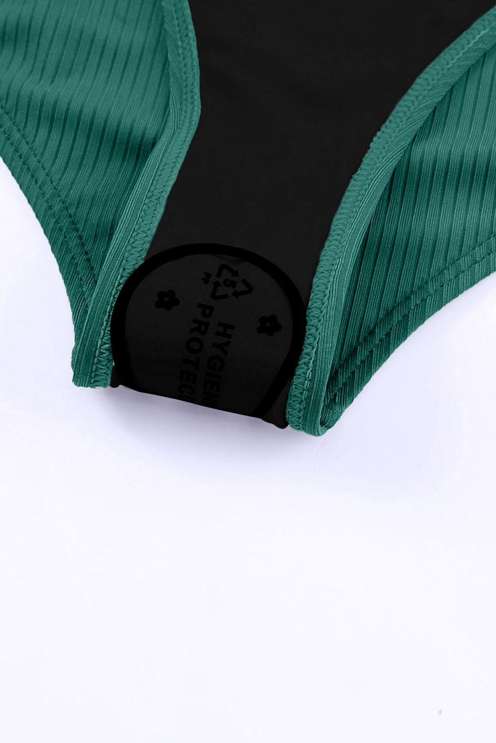 Green Adjustable Straps Ribbed Knit One Piece Swimsuit