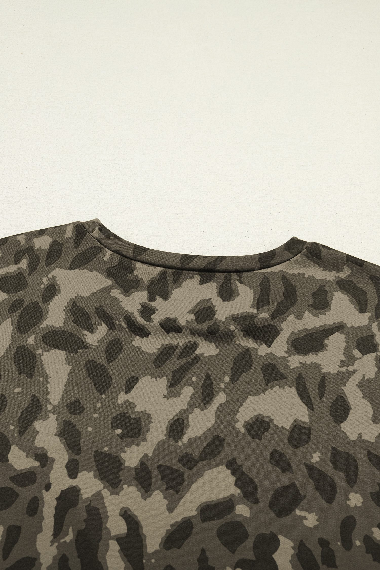 Brown Leopard Print Crew Neck Short Set