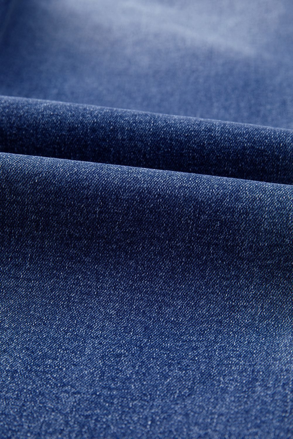 Dark Blue Whiskered Wash Raw Hem Cropped Jeans