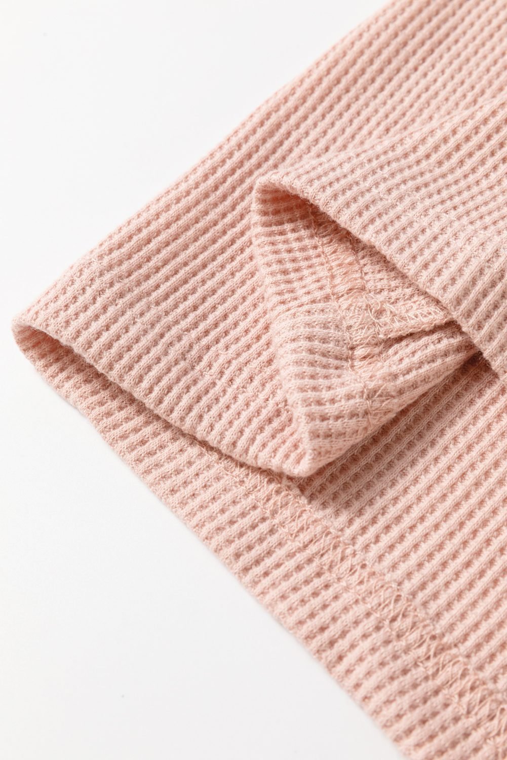 Light Pink Waffle Sleeveless U Neck Buttons Romper With Pockets