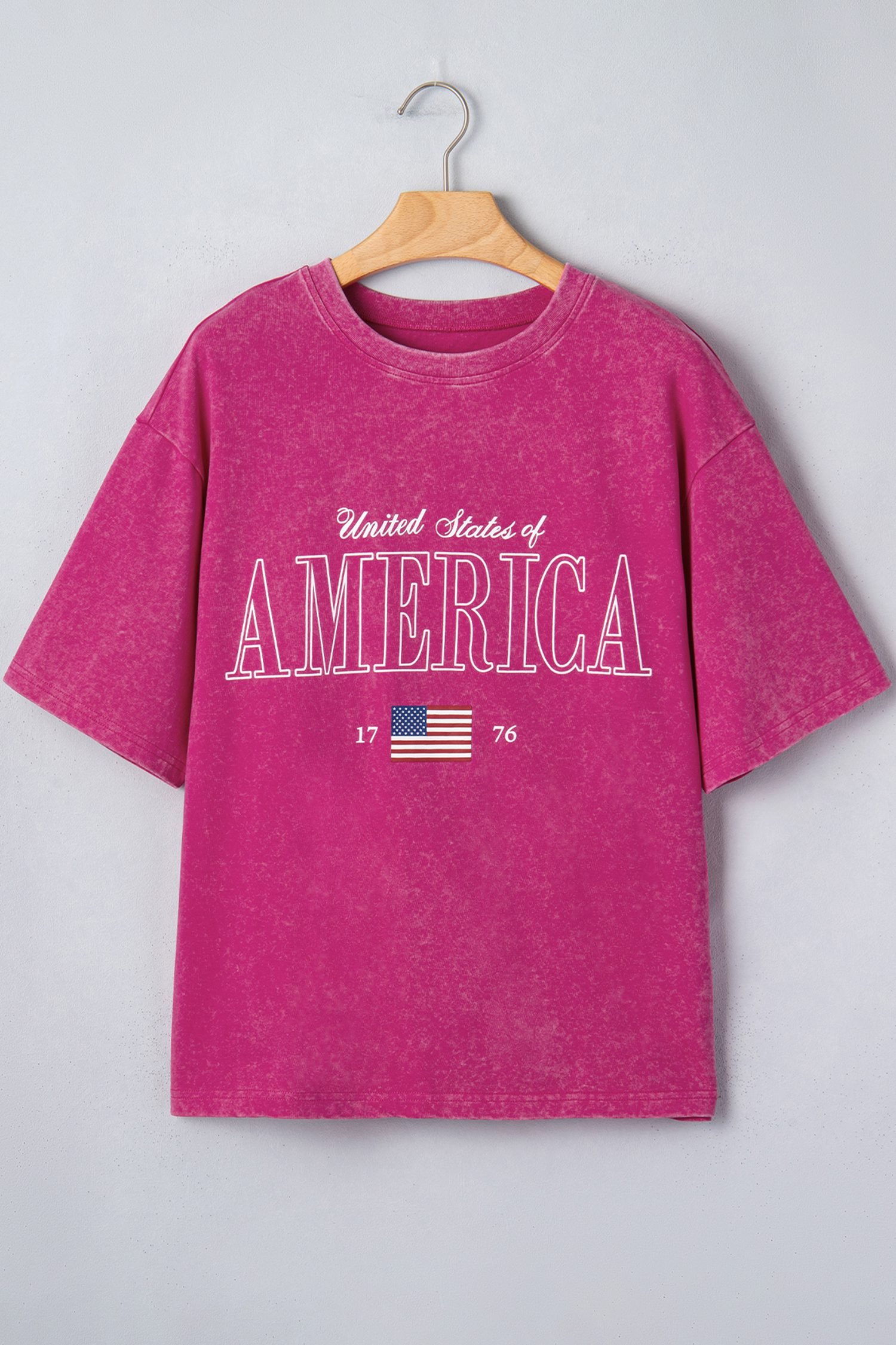 Rose Red AMERICA 1776 Graphic Mineral Wash Cotton Tee