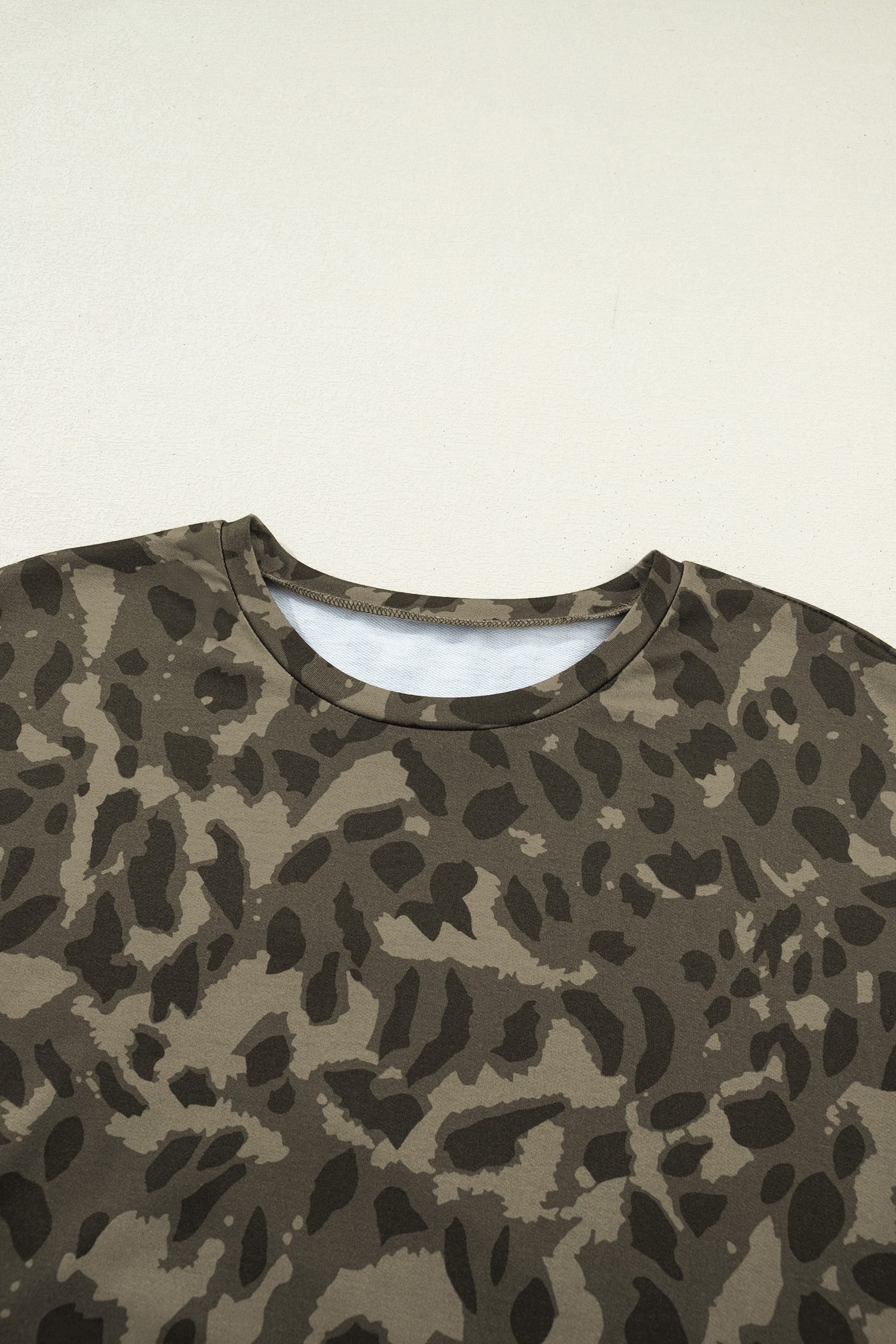 Brown Leopard Print Crew Neck Short Set