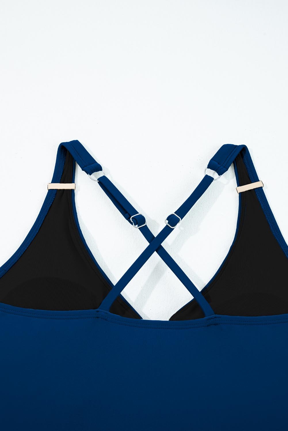 Sail Blue Solid Color Crossed Straps One Piece Swim Dress