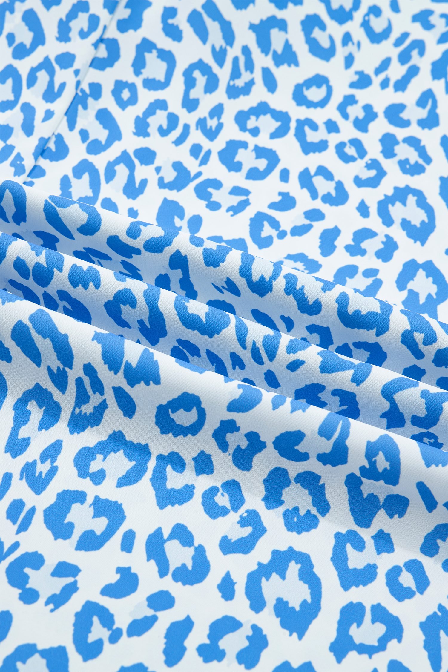 Sky Blue Striped V Neckline Half Sleeve Plus Size Leopard Blouse