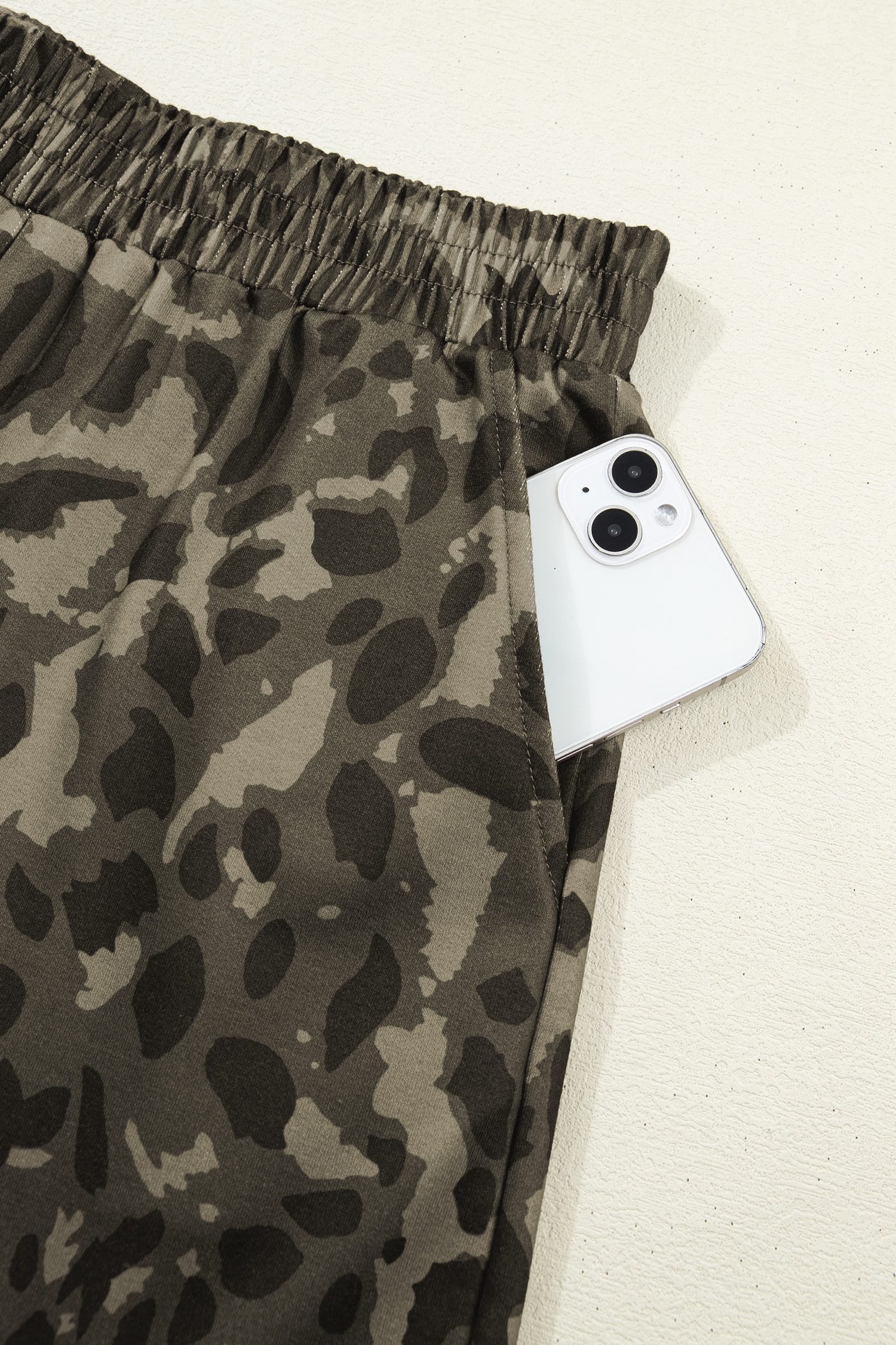 Brown Leopard Print Crew Neck Short Set