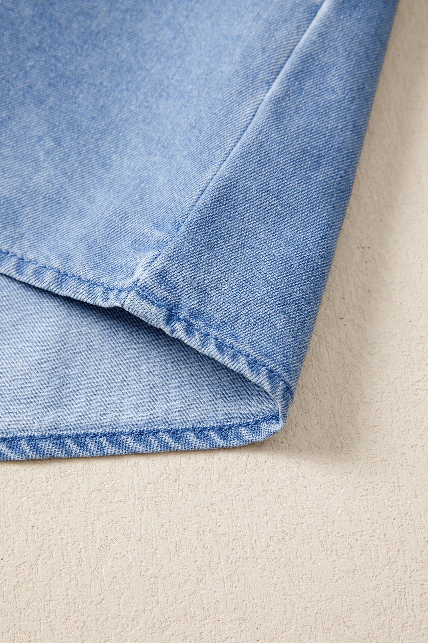 Beau Blue Frilled Collar Flutter Sleeve Denim Top