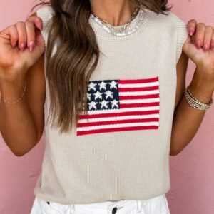 Parchment American Flag Sleeveless Sweater