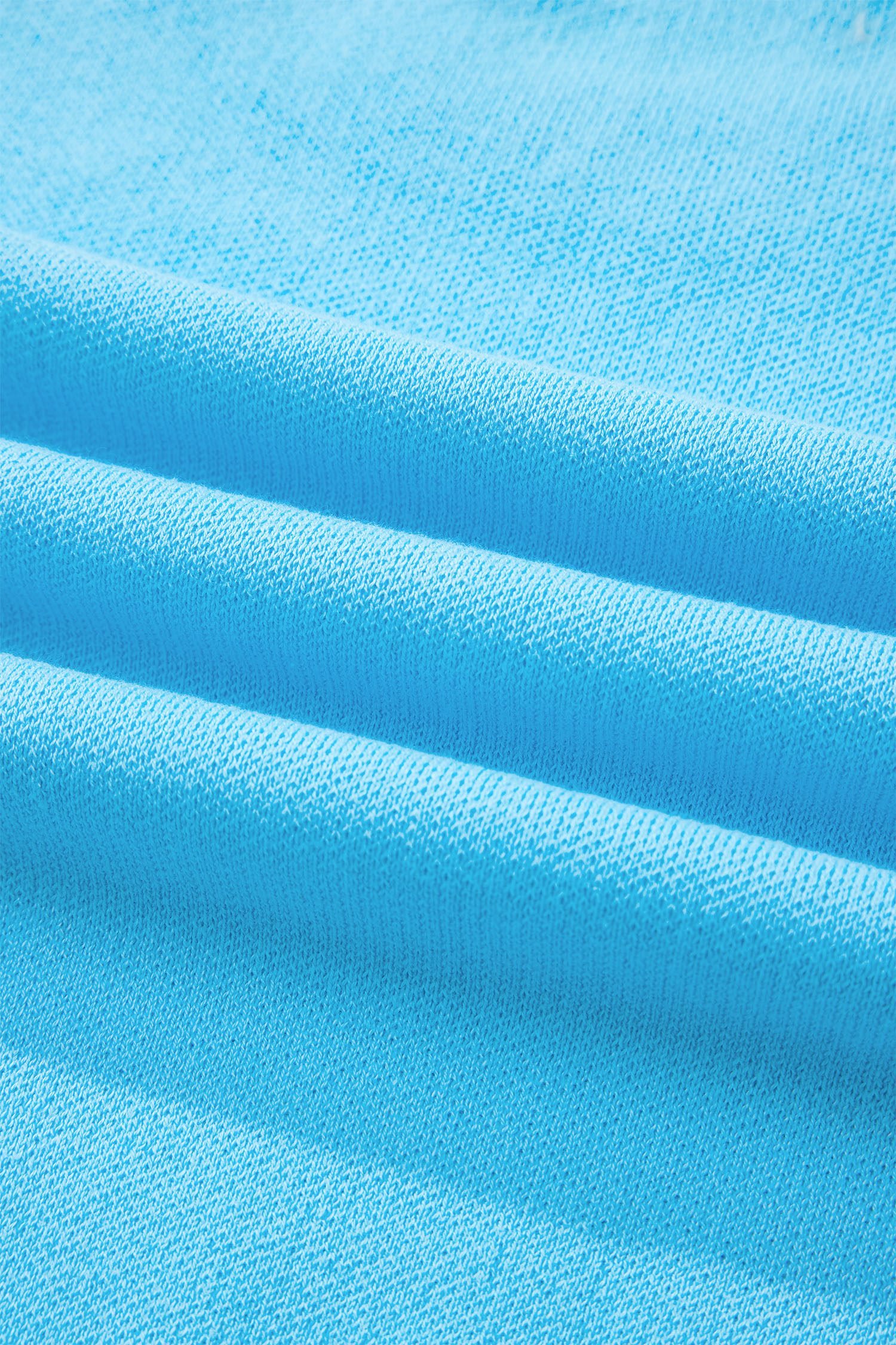 Light Blue Big Ribbon Bow Print Contrast Stitch Trim Drop Shoulder Sweater