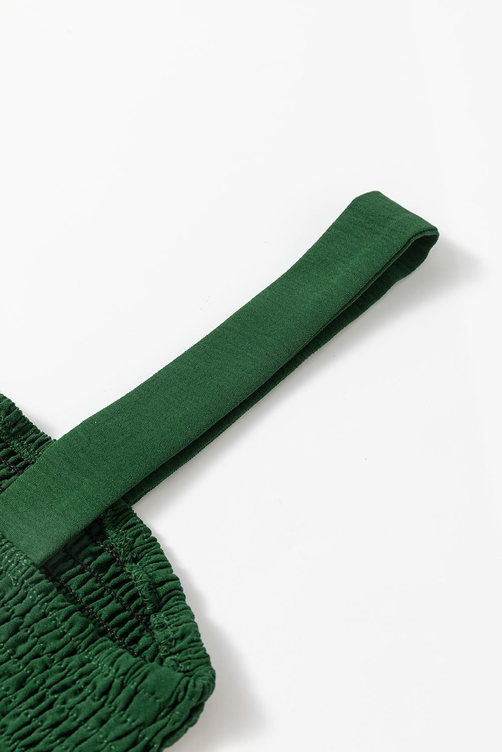 Green Casual Pocketed Smocked Sleeveless Romper