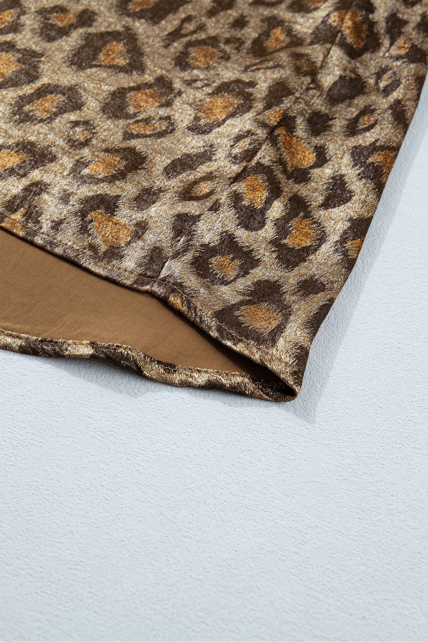 Gold Plus Size Leopard Print Short Sleeve Dolman Shirt