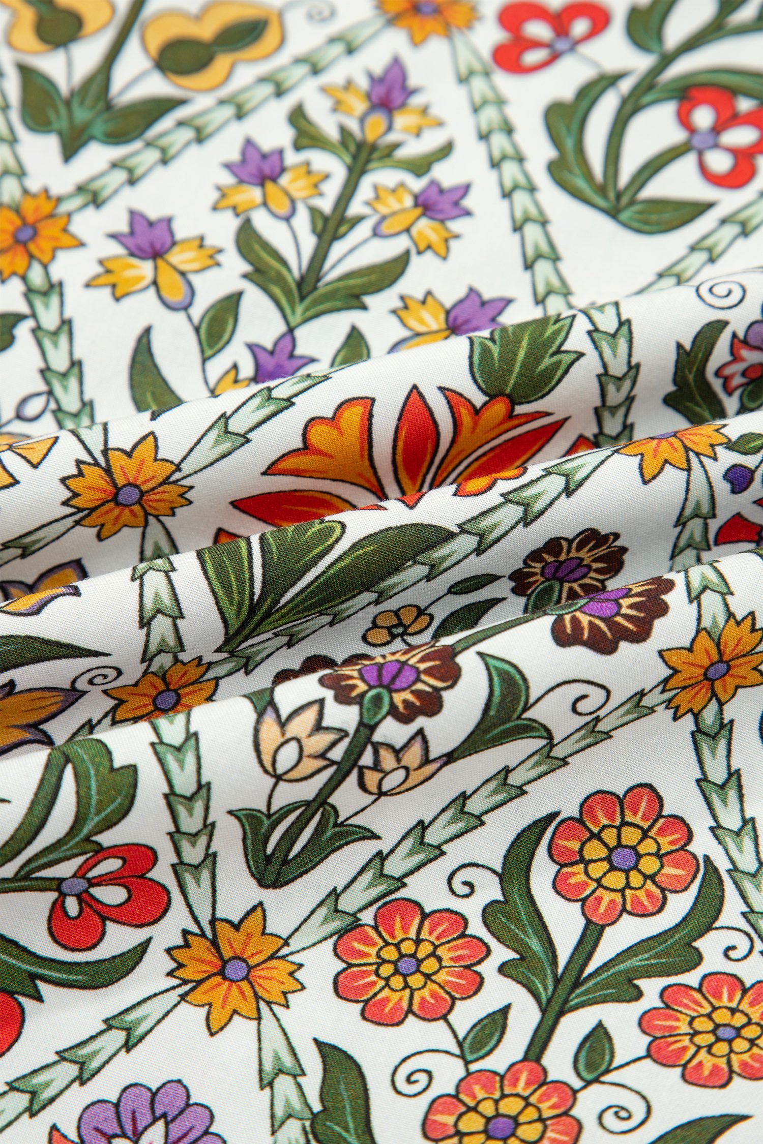 Green Short Bubble Sleeve Floral Shirt