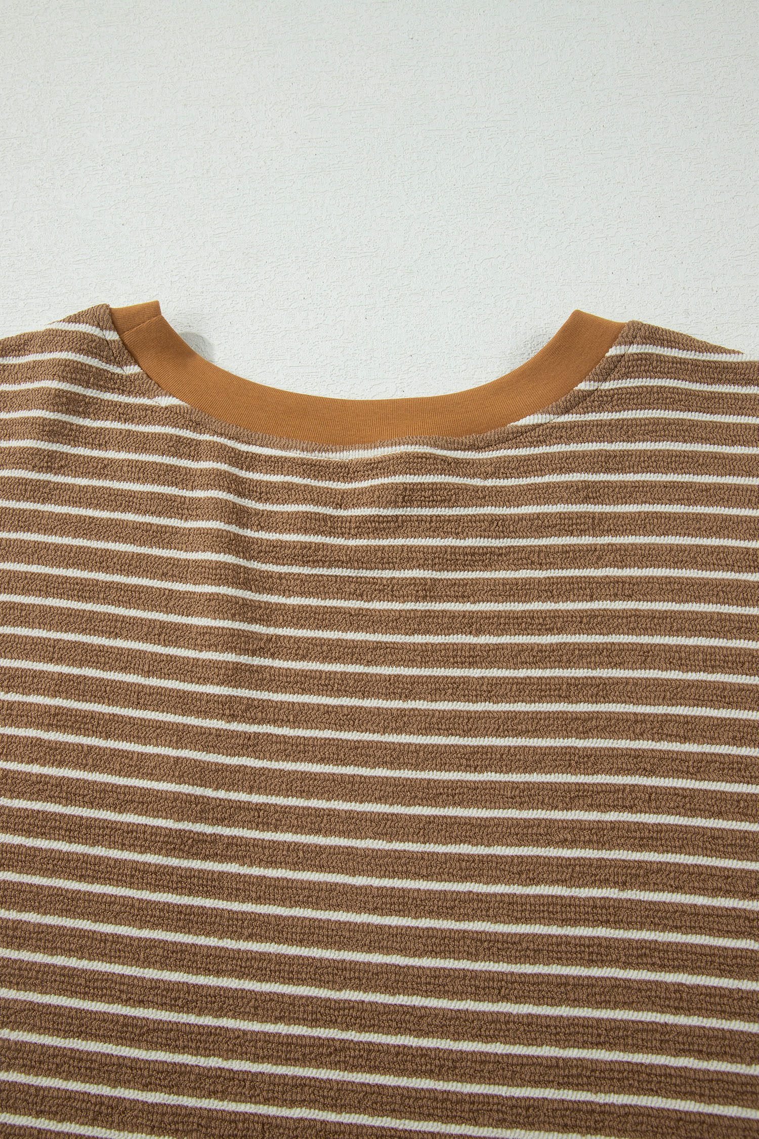Khaki Stripe Plus Size Striped Colorblock Pocket Lounge Set