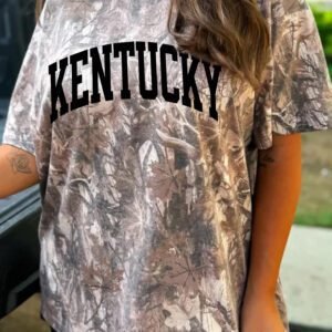 Khaki Woodland Camouflage KENTUCKY Oversize T Shirt