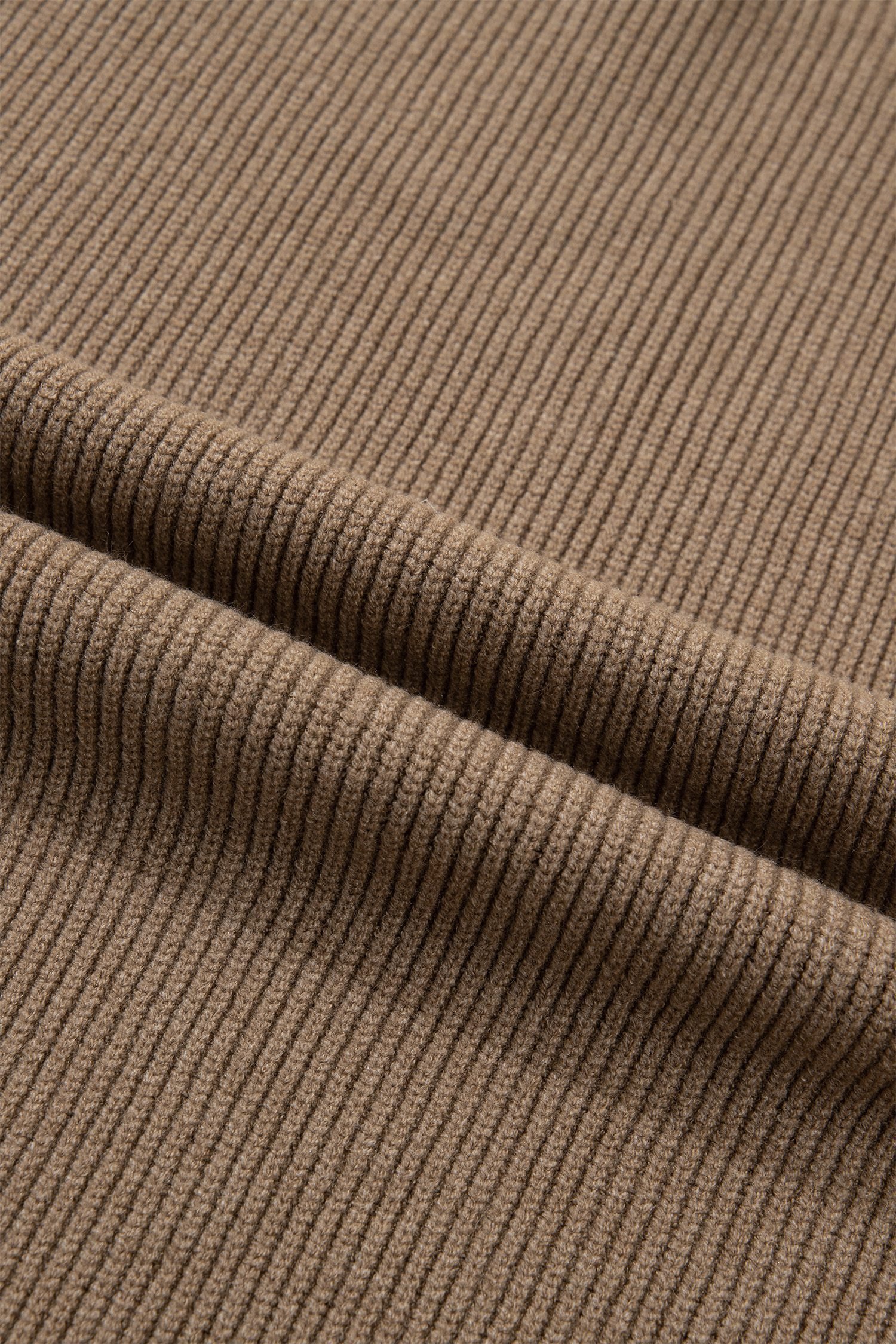 Light French Beige Solid Color Ribbed Knit Mock Neck Loose Sleeveless Sweater