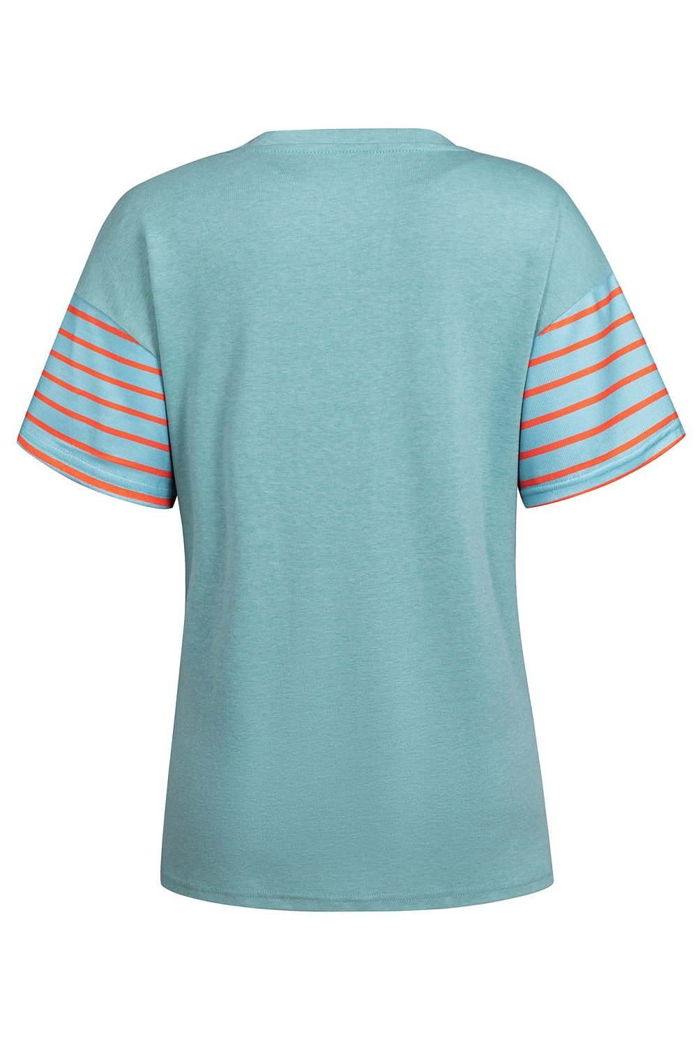 Mint Green Color Block Striped Detail Loose T Shirt