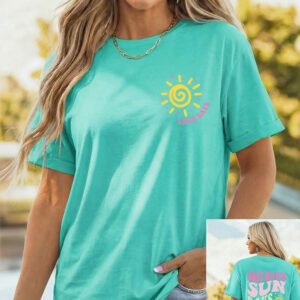 Mint Green LAKE DAYS Double Side Printed Vacation T Shirt