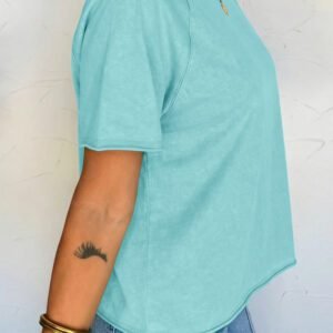 Mint Green Mineral Wash Raglan Sleeve Boxy Fit Cropped Tee