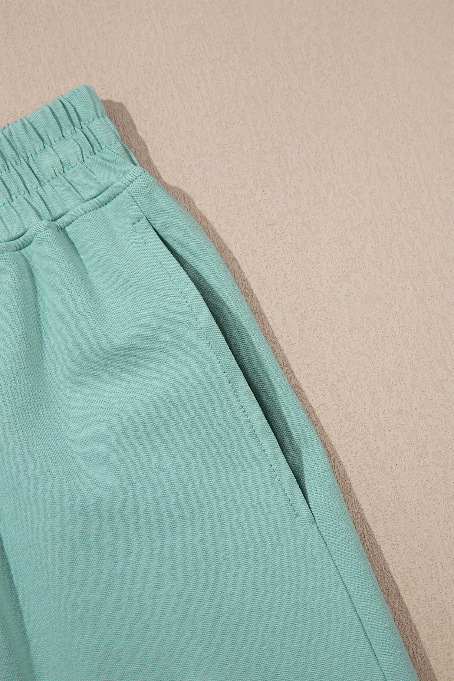 Moonlight Jade Solid Color Cropped Tank Top and Jogger Pants Set