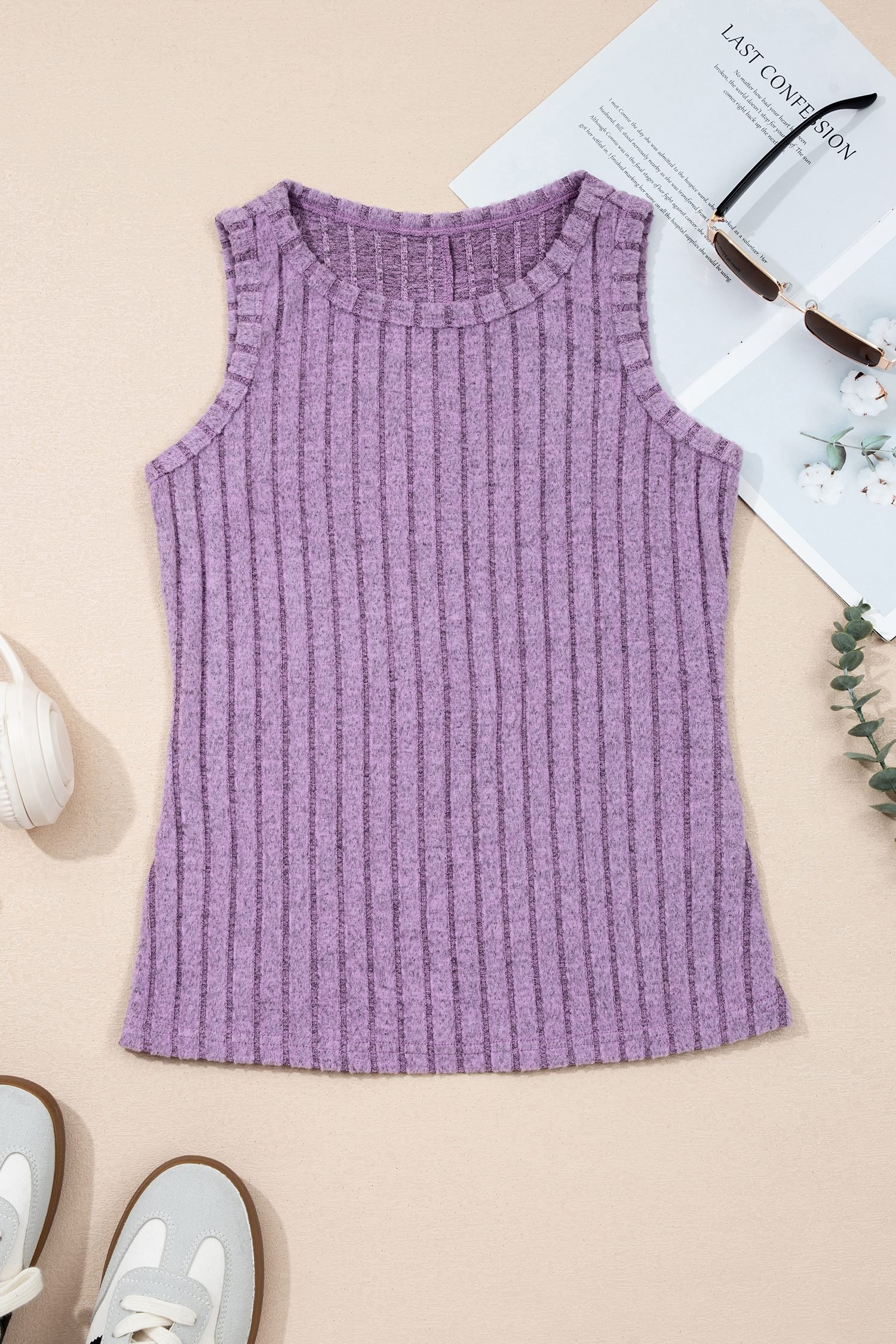 Phalaenopsis Slim Ribbed Mineral Wash Tank Top