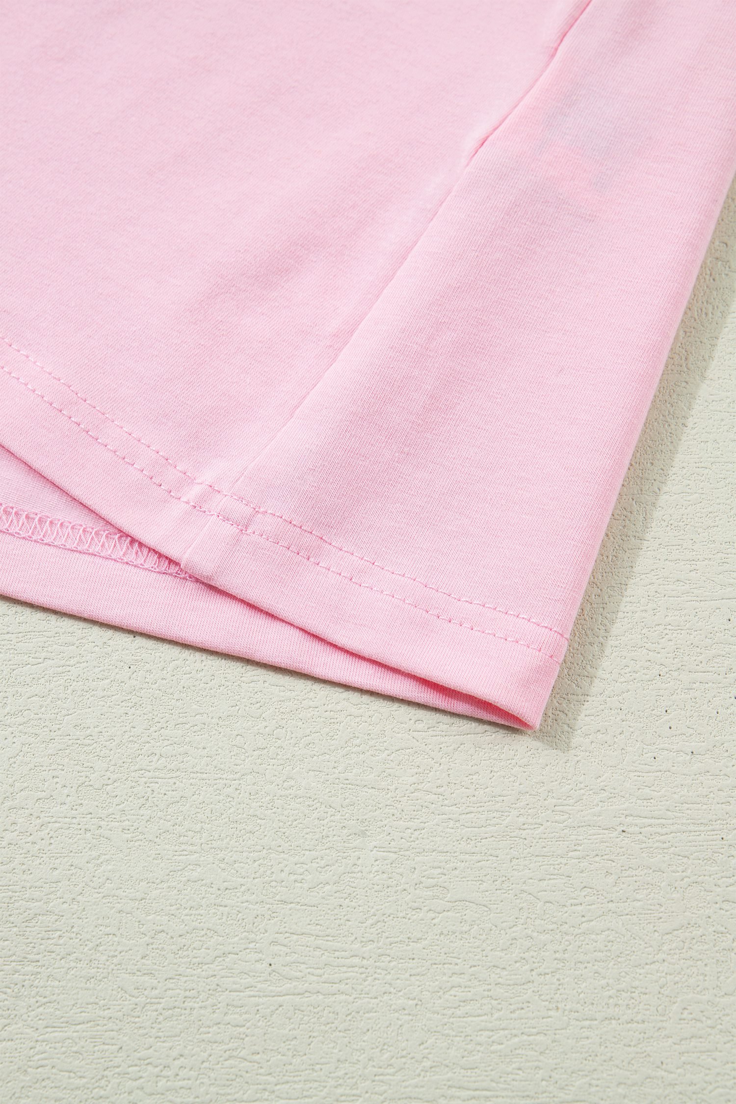 Pink Colorblock Flutter Sleeve Round Neck T Shirt
