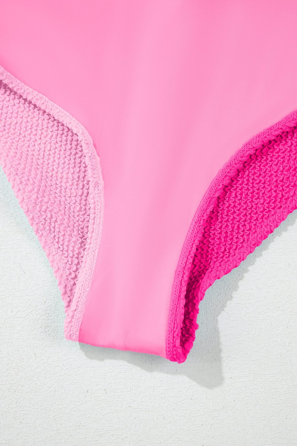 Pink Corded Colorblock Square Neck Bikini Swimsuit