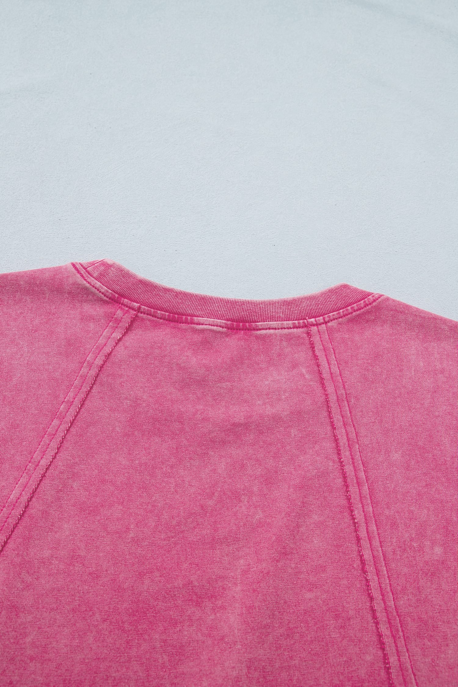 Pink Mineral Wash Raw Seam Detail Lace Trim Cap Sleeve Top
