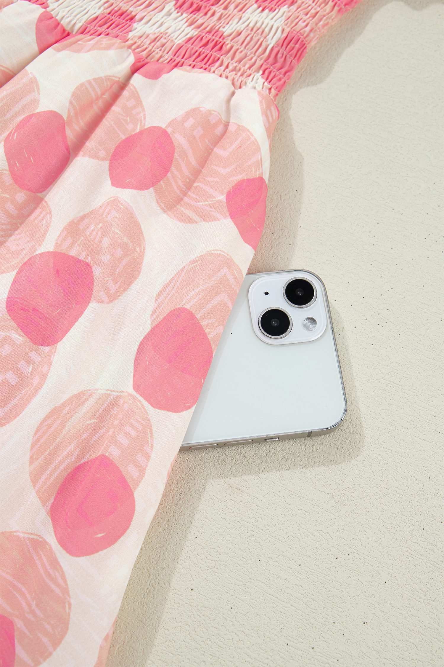 Pink Polka Dot Printed Ruffle Short Sleeve Zip Up Long Dress