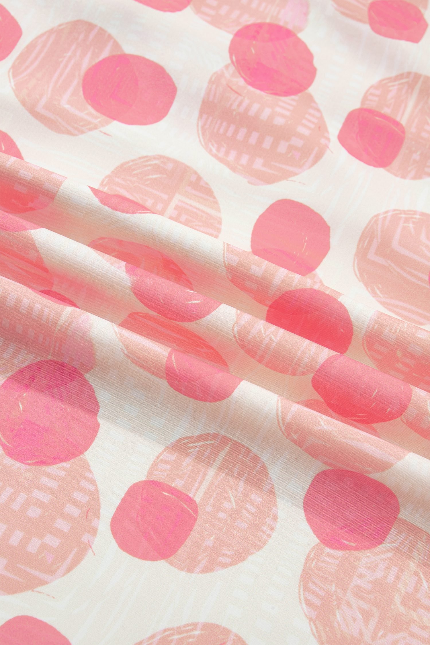 Pink Polka Dot Printed Ruffle Short Sleeve Zip Up Long Dress